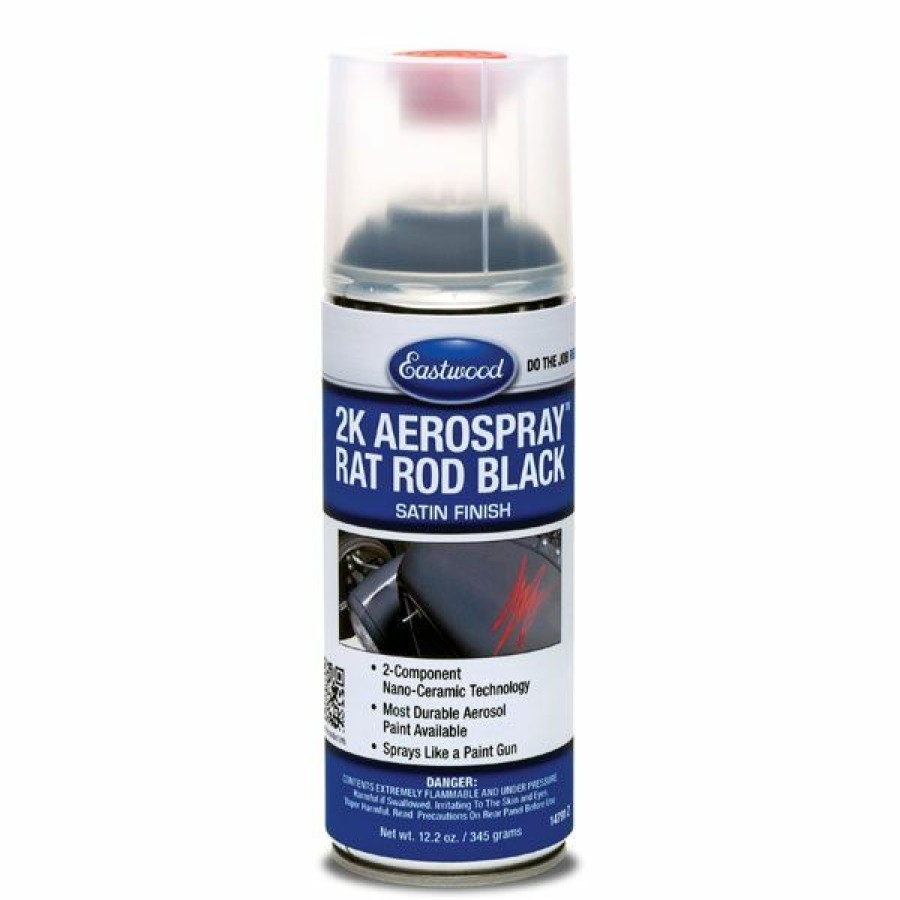 2K Aerospray And Duraspray Paints Primers Clears * | Brand New Eastwood 2K Aerospray Rat Rod Satin Black Aerosol 12.2Oz