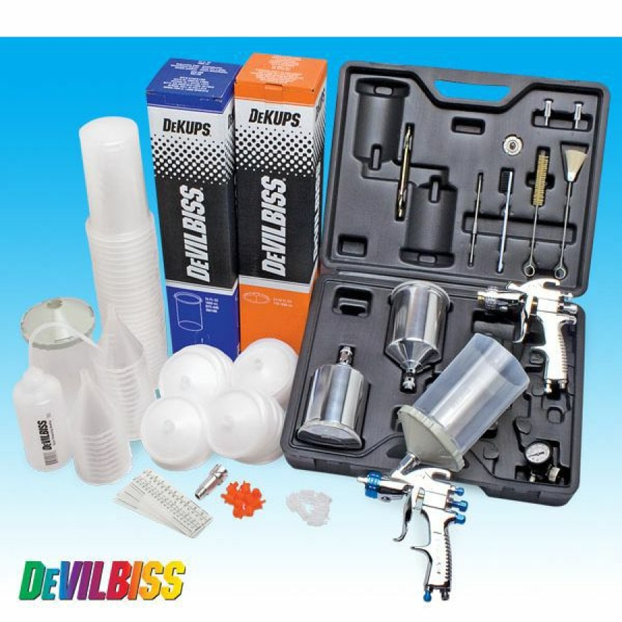 Paint Guns & Equipment * | Wholesale Devilbiss Spray Paint 2 Gun Kit & Dekups System