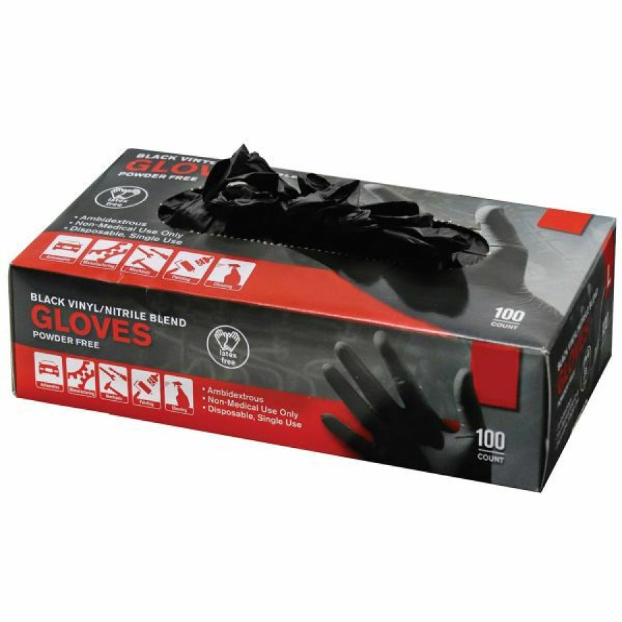 Paint Guns & Equipment * | Top 10 Grip 5-Mil Vinyl-Nitrile Blend Gloves Black 100 Box