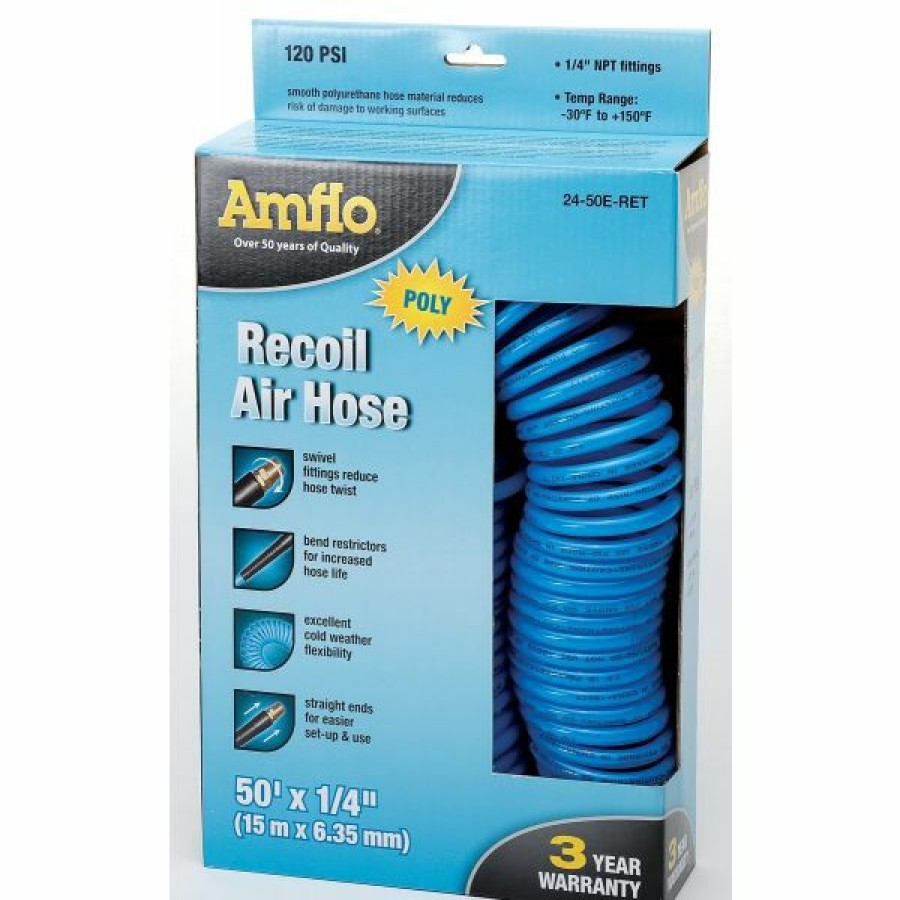 Paint Guns & Equipment * | Wholesale Amflo 1/4 Inch X 50 With Pigtails 1/4 Inch Male Swivels & Bend Res